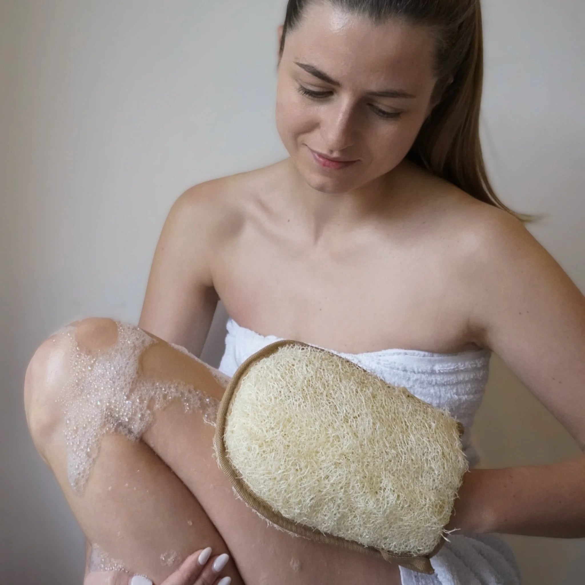 luffa handschuh gegen cellulite Luffa/Baumwolle Peelinghandschuh Dusche