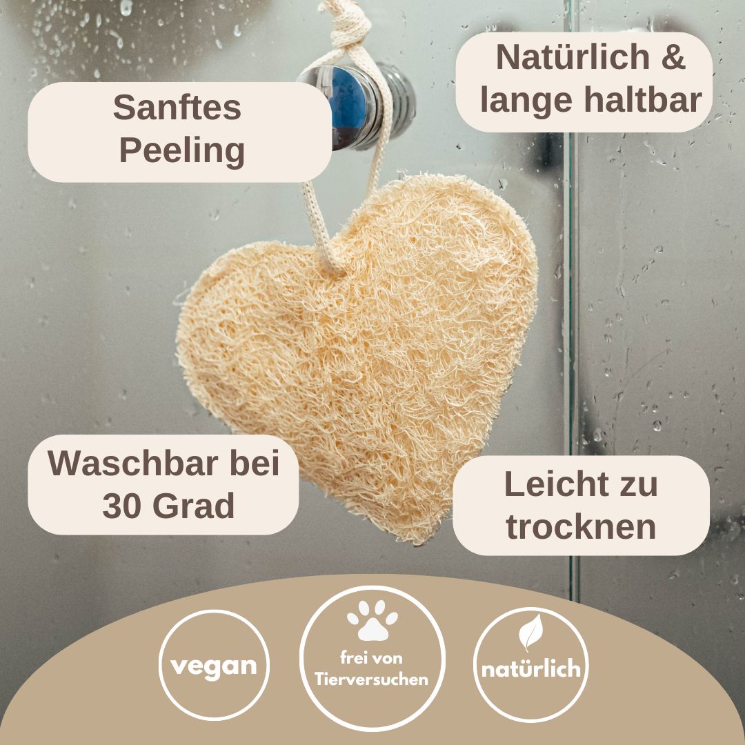 EcoHeart - Loofah Schwamm Herzförmig - Luffa Schwamm