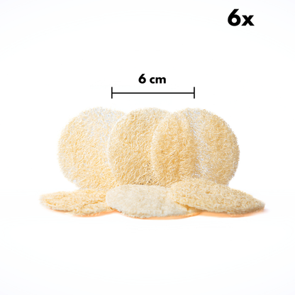 6x tampons exfoliants pour le visage Loofah - éponge luffa