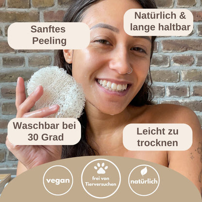 6x tampons exfoliants pour le visage Loofah - éponge luffa